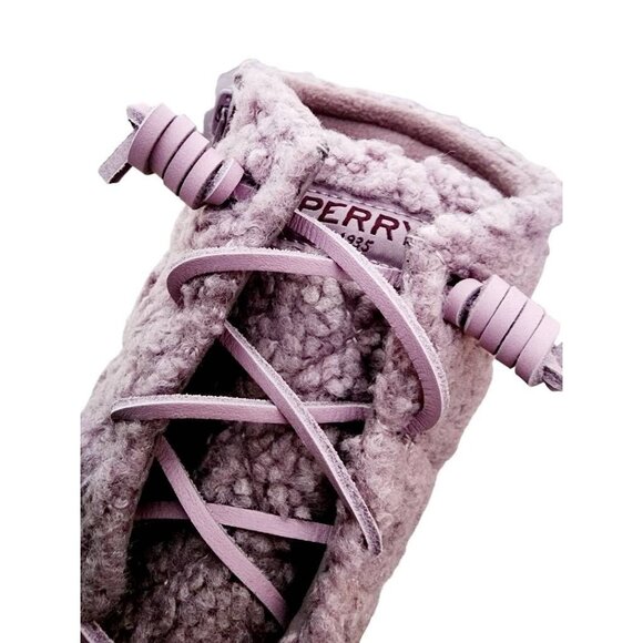 Sperry Womens Saltwater Duck Boots Purple Sherpa Ankle Flat Heel Cuban Zip 7 New - Picture 4 of 8